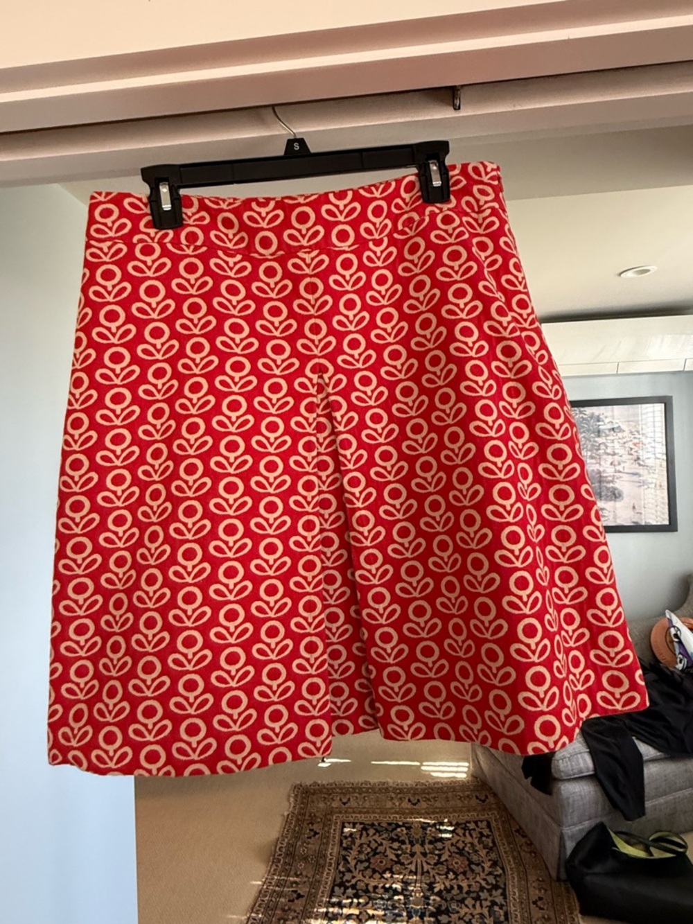 Boden Red Floral Motif Circle Skirt